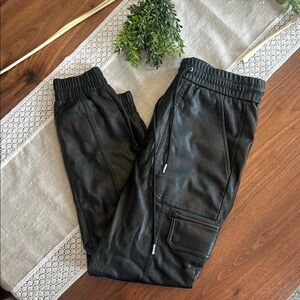 Sleek Black Faux Leather Joggers
